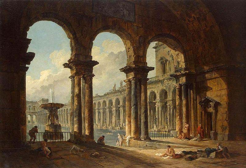 Hubert Robert Ancient Ruins Used as Public Baths